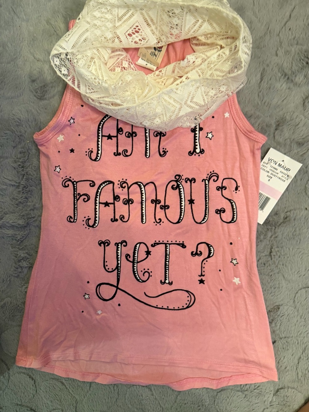 Lily bleu girls size 6 “am I famous yet?” Shirt! New with tags!